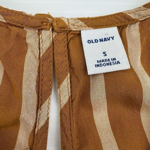 Old Navy Yellow White Striped Sleeveless Shirt Size Small - Picture 3 of 7